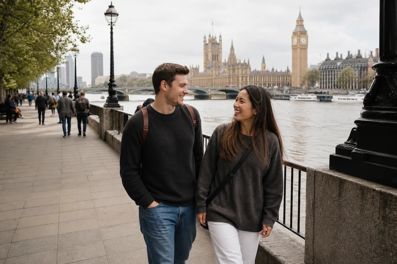 Two London singles talking over coffee at a relaxed neighbourhood café