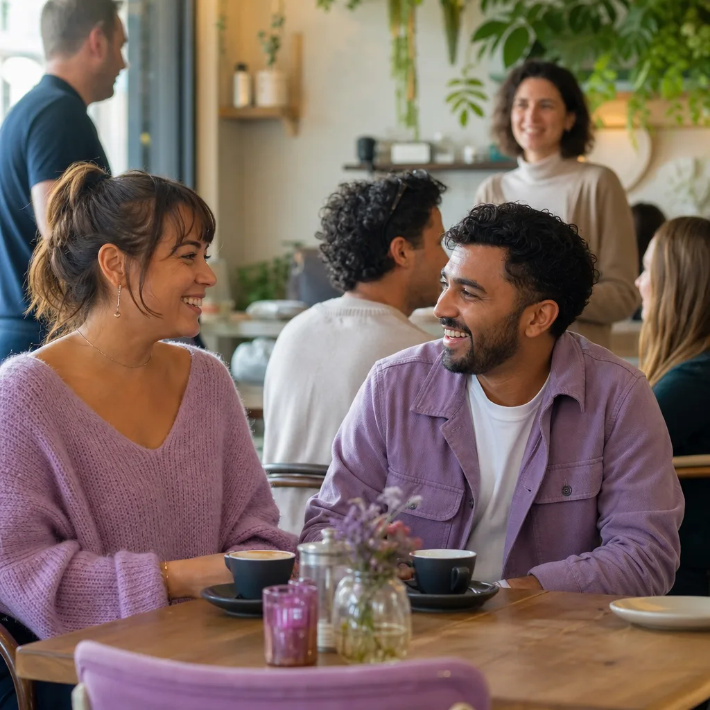 Two people meeting in daylight near Brockwell Park in south London